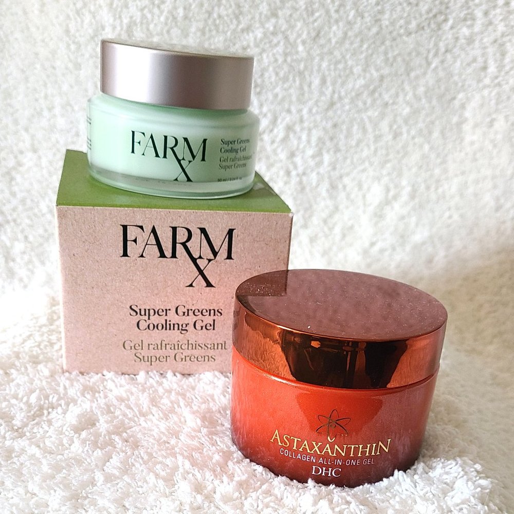Duo - FarmX Super Greens Cooling Gel & DHC Astaxanthin Collagen All-in-One (NIB)